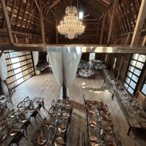 Full Interior View of Barn Wedding Reception Setup - Graceful Gatherings at LedgeRock