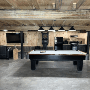 Grooms Lounge with Pool Table and Dart Board - Graceful Gatherings