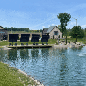 Wedding Barn Exterior with Deck by the Pond